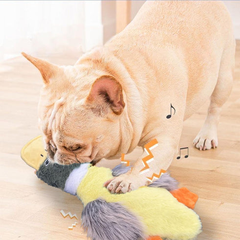 Squeaky Dog Toys 3 Pack, No Stuffing Plush Toys for Large Dogs, Indestructible Crinkle Paper Duck Dog Toy, Puppy Chew
