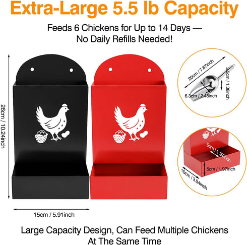 2 Pack Chicken Oyster Shell Feeder&Grit Feeder Large Capacity,PVC Chicken Coop Accessories Hanging Poultry Feeder
