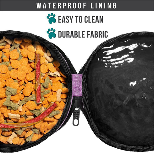 PetAmi Collapsible Dog Food and Water Bowls - 2 Travel Bowls Kit, Portable No Spill Pet Dish for Camping