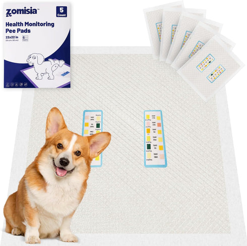 ZOMISIA Health Monitoring Puppy Pee Pad with Color Indicators, 22"x22" 5 Counts