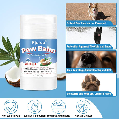 Dog Paw Cleaner Kit - No-Rinse Foaming Cleanser, Paw Balm for Dry Cracked Paws & Nose, Pet Foot Washer