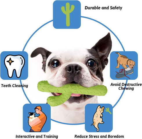 MewaJump Dog Chew Toys, Tough Rubber Dog Toys for Aggressive Chewers, Cactus Dog Toys for Training and Cleaning Teeth, Interactive dog toys for Medium/Large Dog