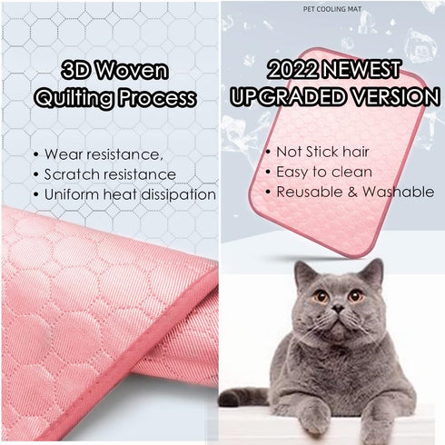 Dog Self Cooling Mat - Washable Summer Blanket for Large Dogs and Cats, Ice Silk Sleep Pad, Pink
