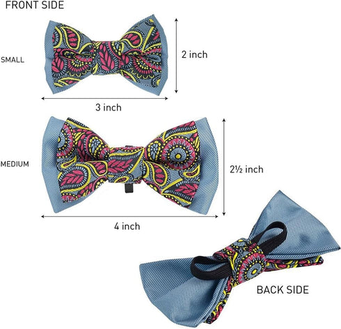 Blueberry Pet 4 Patterns Paisley Print Handmade Dog Collar, Navy Blue, Small, Adjustable, Neck 12"-16"