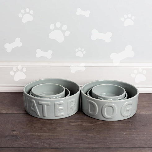 Park Life Designs Large Ceramic Dog Bowl - Stylish Gray Pet Feeding Dish | Durable, Easy-Clean & Dishwasher-Safe