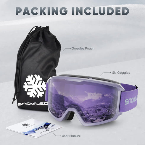 Ski/Snowboard Goggles - 100% UV Protection for Men, Women & Youth, OTG