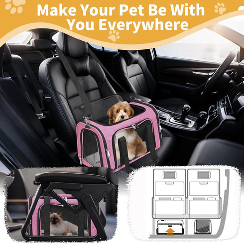 LEHNI 16 Lbs, Soft-Sided Cat/Dog/Pet Carrier, Collapsible Pets Travel Carriers for Big Cats/Small Dogs with Shoulder