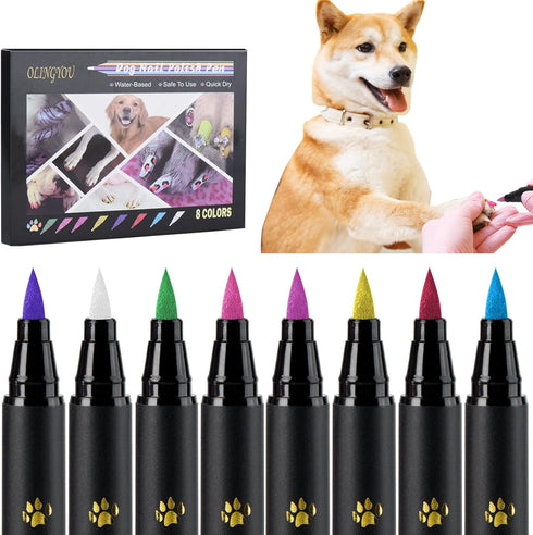 OLINGYOU Dog Nail Polish Dog Nail Polish Pens Quick Dry-8 Colors, Pet Nail