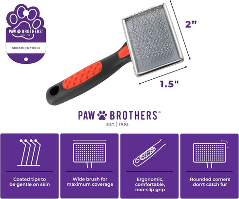 Ryan's Pet Supplies Paw Brothers Soft Flat Slicker Brush for Dogs, Professional Grade for Small Dogs, Gentle on Skin