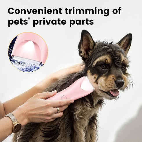 Trimmer Dog Clippers with LED Light - Quiet Pet Grooming Kit for Paws, Eyes, Ears, Face, Rump - Waterproof Cordless Cat
