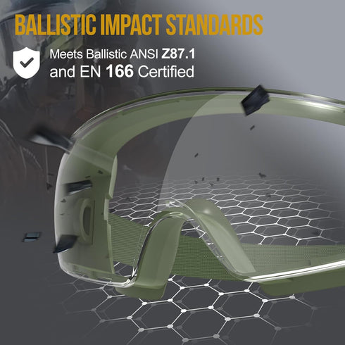 OneTigris Tactical Goggles, Over Glasses Anti Fog Tactical Eyeglasses, Safety OTG Protection with Interchangeable Lens
