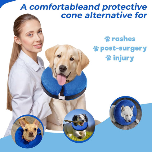 Blue Inflatable Cone Collar for Medium Dogs