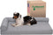 Furhaven Cooling Gel Dog Bed for Medium/Small Dogs, Removable Bolsters & Washable Cover, Up to 35 lbs, Titanium