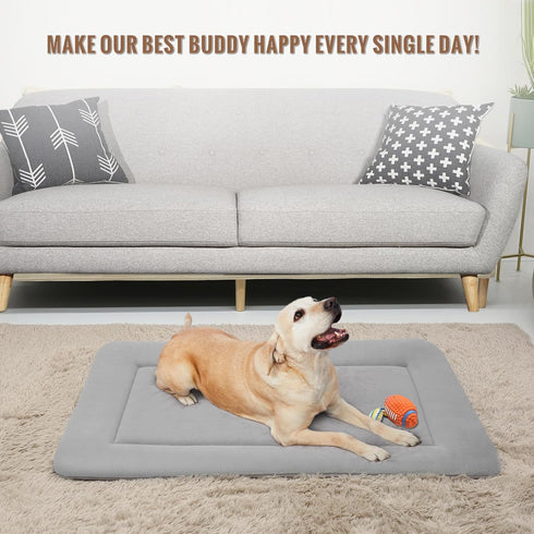 Magic Dog Extra Large Soft Dog Crate Pad, Jumbo 48 Inches Machine Washable Pet Bed with Non-Slip Bottom, Gray