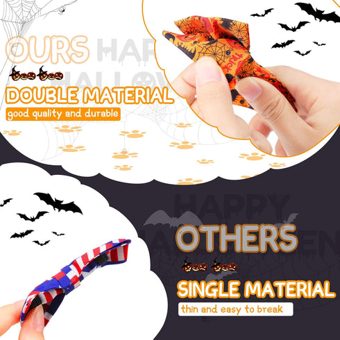 30 Pieces Halloween Fall Dog Bow Ties, Slide Collar Attachments with Elastic Bands for Pet Grooming Accessories
