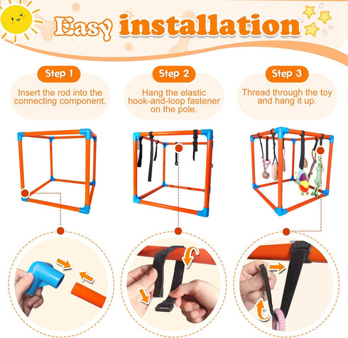 BASTIPETA 8 Puppy Play Gym with Hanging Toys Removable Dog Enrichment Playground, Indoor Jungle Gym & Activity Center
