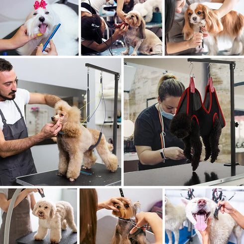 KELIXU Dog Grooming Arm with Clamps, Adjustable Table Arm with Hammock Harness, Black for Small/Medium Pets