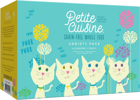 PETITE CUISINE Grain-Free Wet Shredded Chicken Cat Food in Broth, Variety Pack, 2.8 Ounce (Pack of 12)