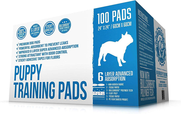 Premium Puppy Pee Pads with Adhesive Sticky Tape - 24x24 Large Dog Training Wee Pads, 100-Count, White