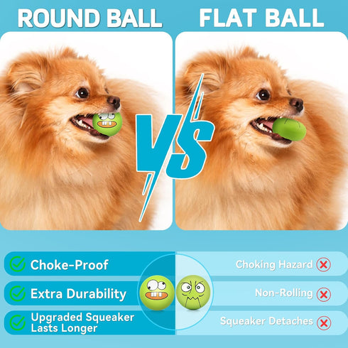 HDSX (8 Pack) Squeaky Dog Toys Soft Latex Rubber Squeaky Dog Balls for Puppy Small Pet Dogs (Round Balls)