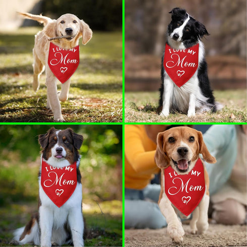 I Love My Mom Dog Bandana Dog Birthday Pet Triangle Scarf Accessories Gender Reveal Baby Announcement Photo Props