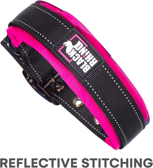 Black Rhino Comfort Collar - Ultra Soft Neoprene Padded Dog Collar for All Breeds, Small, Pink/Black