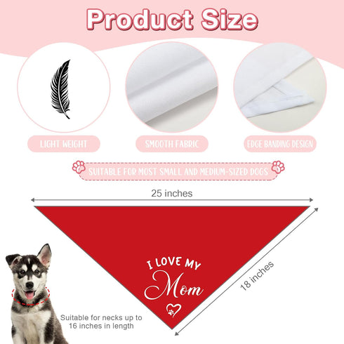 I Love My Mom Dog Bandana Dog Birthday Pet Triangle Scarf Accessories Gender Reveal Baby Announcement Photo Props
