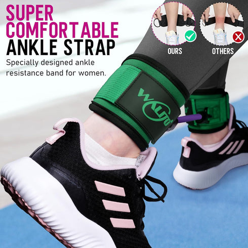 WALITO Ankle Resistance Bands with Cuffs, Ankle Bands for Working Out, Ankle Weights for Women, Glutes Workout Equipment, Ankle Strap for Legs and Butt, Exercise Equipment Home Gym by WALITO