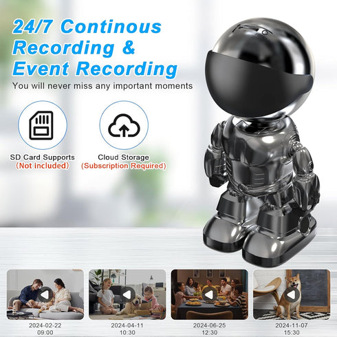 DYPCO 2K 5G/2.4Ghz Indoor Camera WiFi Home Security, Baby/Pet/Robot Camera with Phone App Motion Detection, Color Night