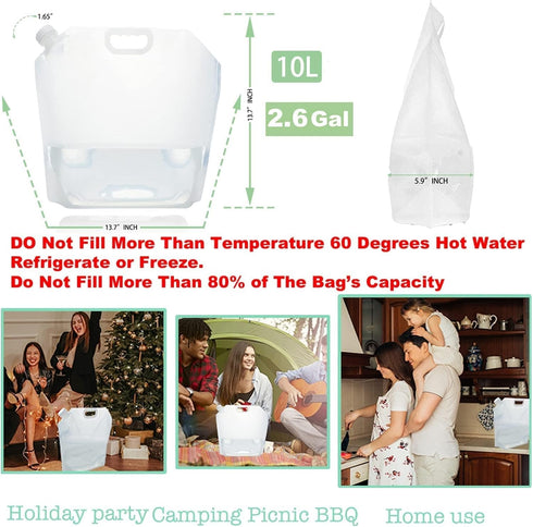 WMXWAN 16-Pack (2.6 10L (42 Collapsible Water Containers Gallon / Each) - BPA Free Water Storage Bags - Leak-Proof