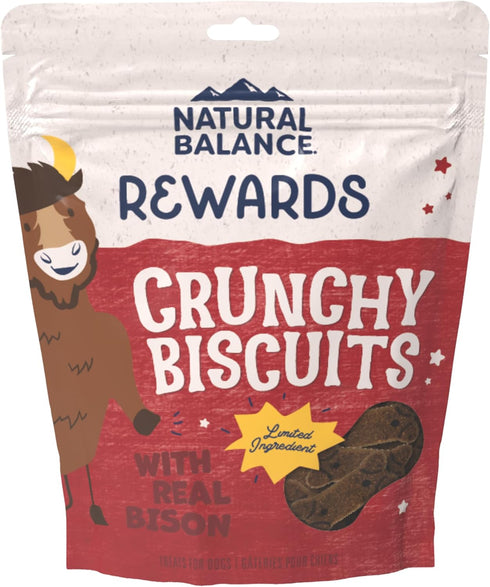 Natural Balance Limited Ingredient Rewards Crunchy Biscuits – 14 Ounce – Grain-Free Dog Treats, Sweet Potato & Bison