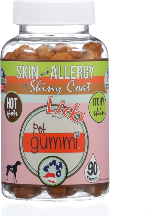 Licks Pill-Free Dog Allergy Relief Gummies - Omega 3, Turmeric Supplement for Itch Relief - 90 Gummies