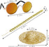 6PCS Pet Dog Cat Costume - Retro Sunglasses, Adjustable Gold Chain Collar & Straw Hat, Funny Accessories for Birthday