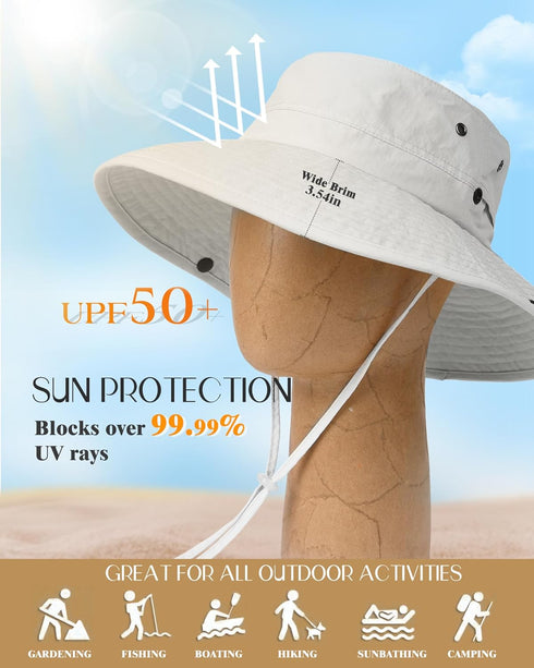 FURTALK Packable Sun Hats for Men Women, Wide Brim UV Protective Bucket Hat UPF 50+ for Fishing Hiking
