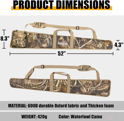 HUNTPAL 52" Long Rifle Soft Bag, Water-Resistant Zipper Gun Case with Portable Handle and Adjustable Strap