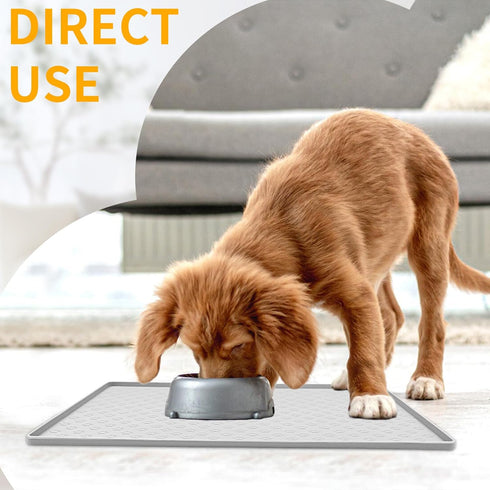 Ptlom Anti-Slip Dog Food Mat, Waterproof High-Lips Dog Feeding Mat for Food and Water, Silicone Tray