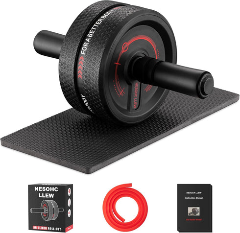 Upgraded Ab Roller Wheel for Men/Women, 3.4" Wide, Max Weight 490 lbs, Rubber Tread