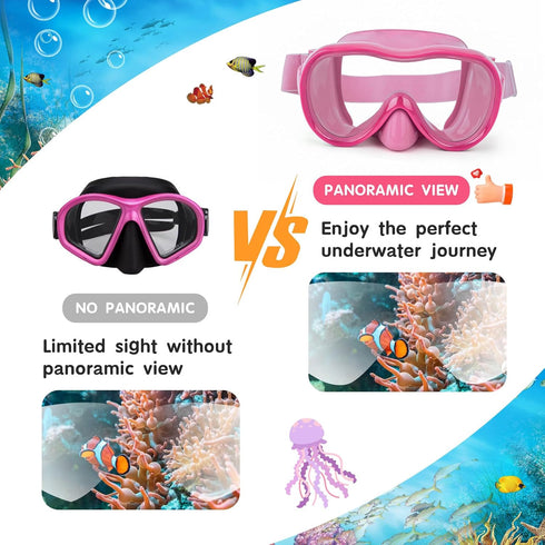 Kids Swim Goggles with Nose Cover, Diving Mask and Mesh Bag with Ear Plugs