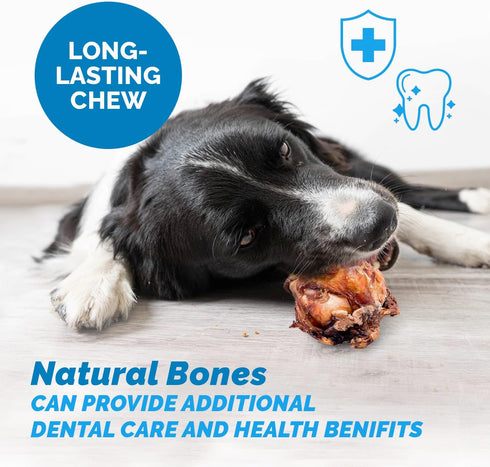 123 100% Pack 3 Treats Meaty Dog Bones, Natural Knee Cap Beef Bone Dog Treats, No Additives, Made from Premium USA