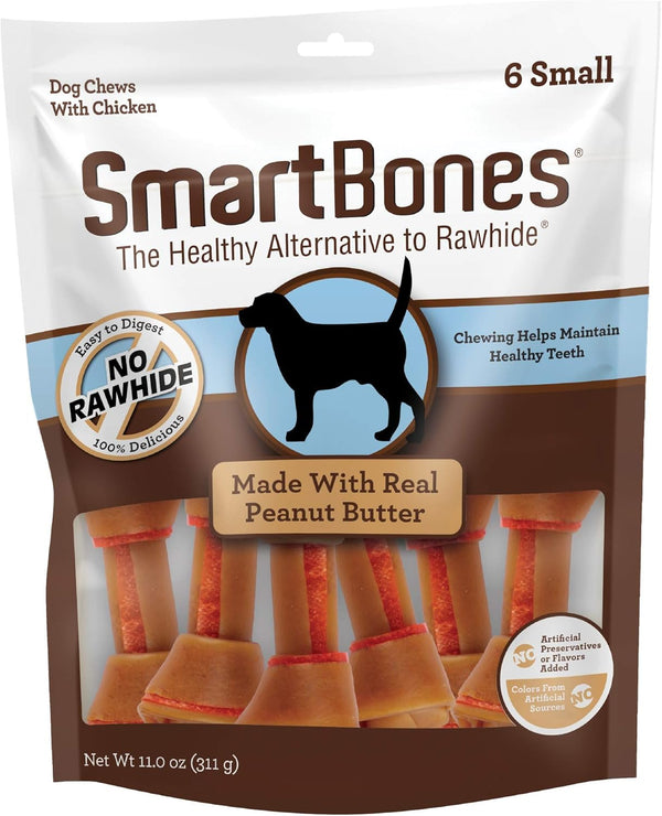 SmartBones Small Bones Chicken & Peanut Butter No-Rawhide Dog Chews, 11 oz.,