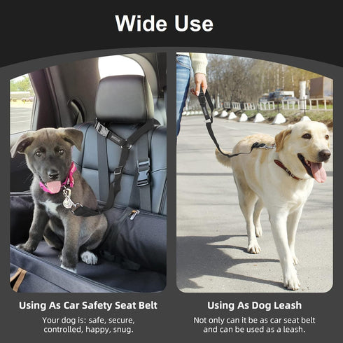 CuoiArte 3 Pack Dog Seat Belt for Car, Car Headrest Restraint Adjustable Nylon Fabric, Dog Restraints Vehicle Seatbelts