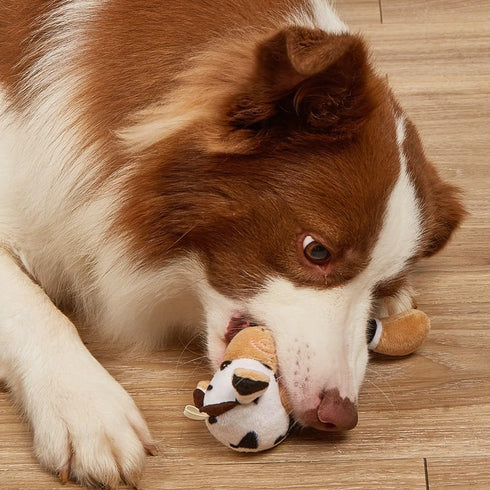 1Pc Pet Chew Toy - Puppy Molar Animal Shape Bite Resistant Plush Toy for Small Medium Large Dogs, Black&White (ZS441)