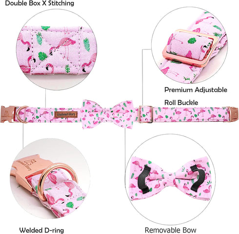 Lionheart glory Dog Bow Collar Valentine's Day Dog Collar for Small Dogs, pink Dog Collar with Bowtie Spring Dog Collar Pet Collar Bows