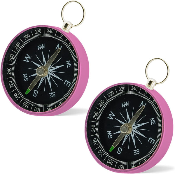 Rovella Pocket Compass, 2 Pieces Mini Compass with Key Ring, Suitable for Hiking