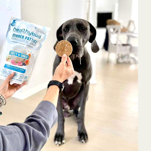 healthybud Raw Dog Food - Freeze Dried Turkey Patties, Grain Free Puppy Food, Human Grade, High Protein, Dehydrated