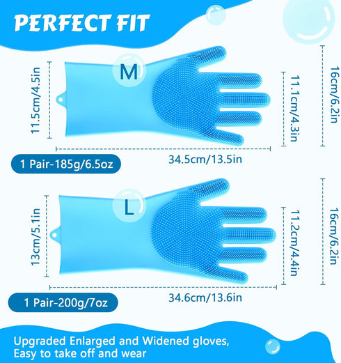 Pecute Pet Grooming Gloves Large, Heat Resistant Cat Bathing Gloves with High-Density Teeth for Washing and Massaging