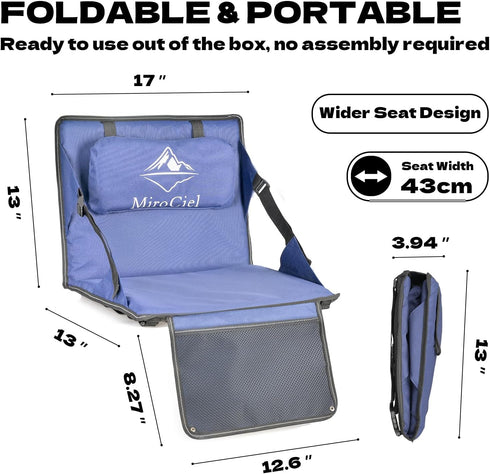 Stadium Seat with Back Support: Lightweight Foldable Bleacher Cushion for Outdoor,Sport Events,Picnic,Camping,Hiking