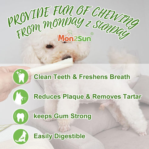 MON2SUN Dog Rawhide Rolls Twist Sticks, 6.5 Inch Natural Flavor Chews, 18 Count for Puppies and Small Dogs