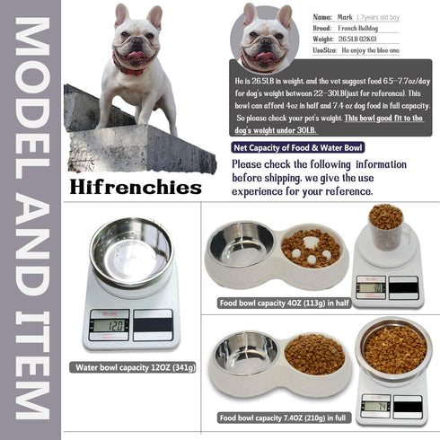 Dog Slow Eating & Drinking Bowl,Stainless Steel Interactive Slow Feed Dog Bowl for French Bulldog,Slow Down Eating Eco-Friendly pet Bowl for Frenchie(White)
