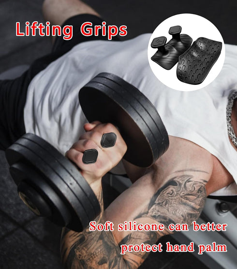 FVVWVV 2 Pair Weight Lifting Grips for Men Women, Ergonomics Workout Silicone Gym Grips Pads for Palm Protection